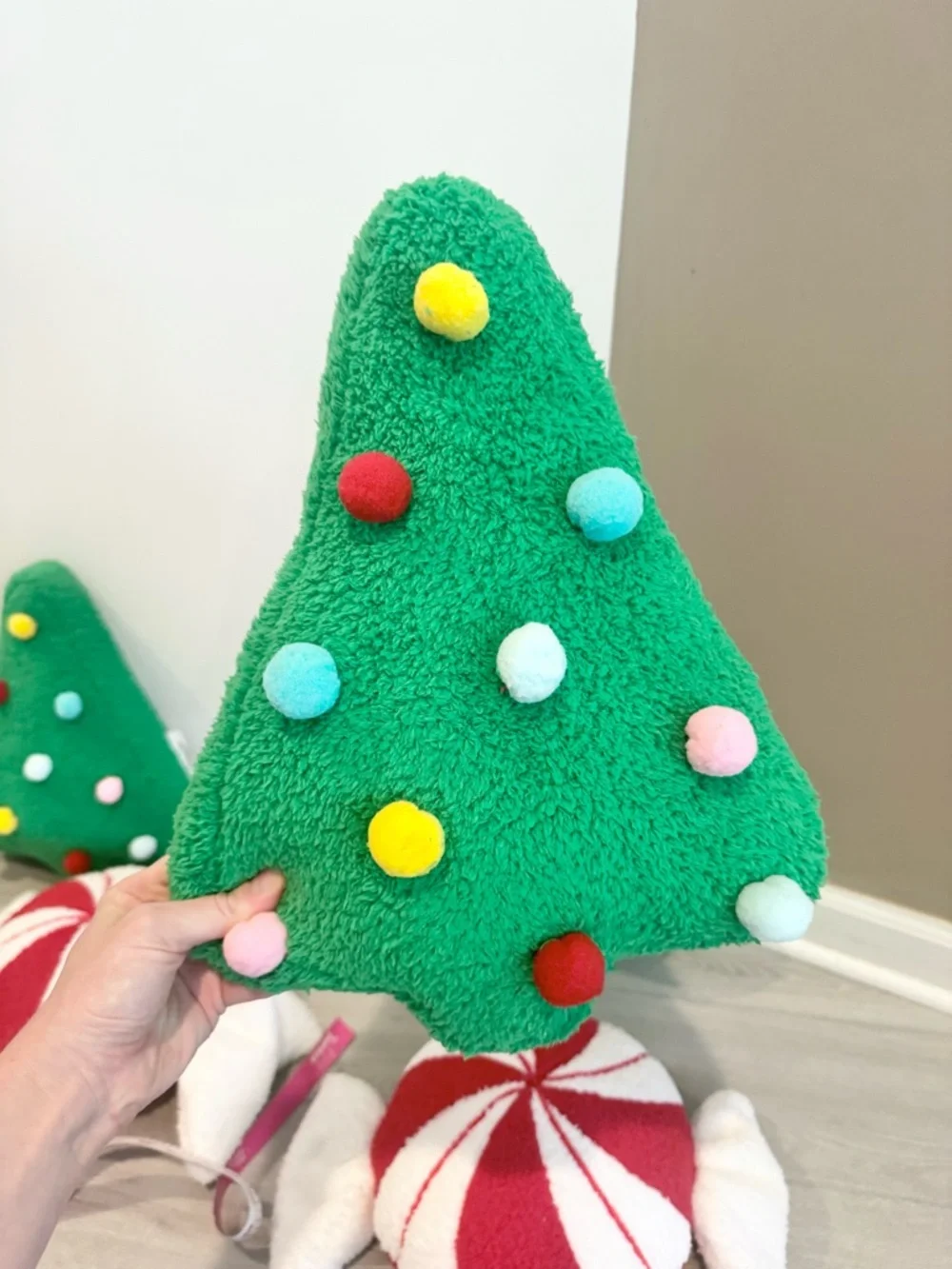 NWOT Christmas Pillow Lot of 5 Trees🎄 & Peppermint 🍬Candies Plush Holiday Decor